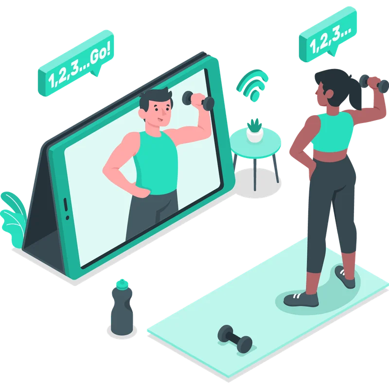Ilustração do personal trainer on-line